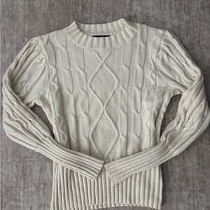 Rachel Zoe Cable Knit Sweater in Cream